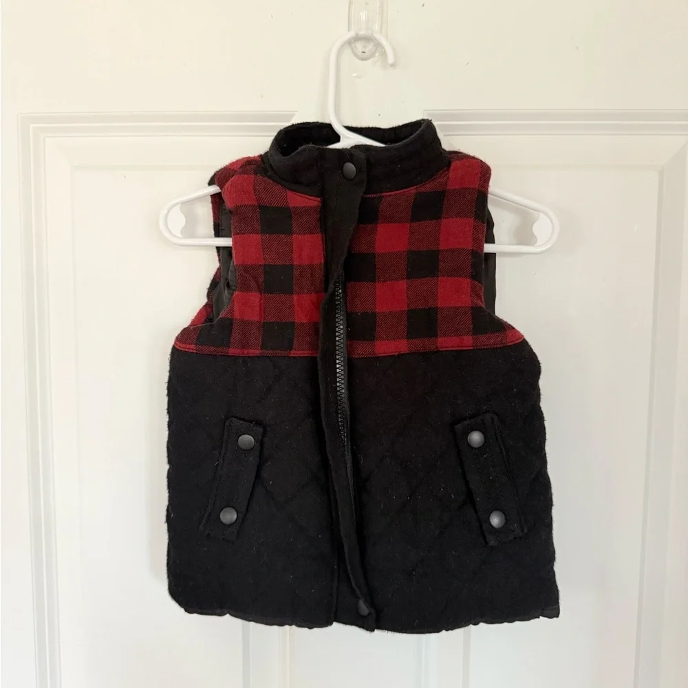 Tommy Bahama Black Red Plaid Vest Baby Boy - Size 24 months